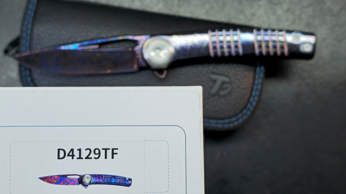 Dreamtech D4129 Button Liner Lock Lightning Ano Ti Mosaic Damascus