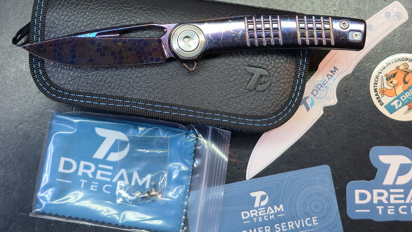 Dreamtech D4129 Button Liner Lock Lightning Ano Ti Mosaic Damascus