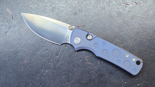 Vosteed Porcupine TiSlim Button Liner Lock Blue Titanium S90V