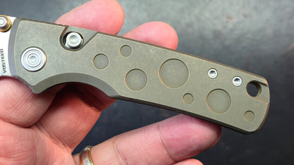 Vosteed Porcupine TiSlim Button Liner Lock Antique Brasswash Titanium S90V