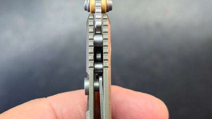 Vosteed Porcupine TiSlim Button Liner Lock Antique Brasswash Titanium S90V