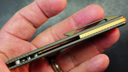 Vosteed Porcupine TiSlim Button Liner Lock Antique Brasswash Titanium S90V
