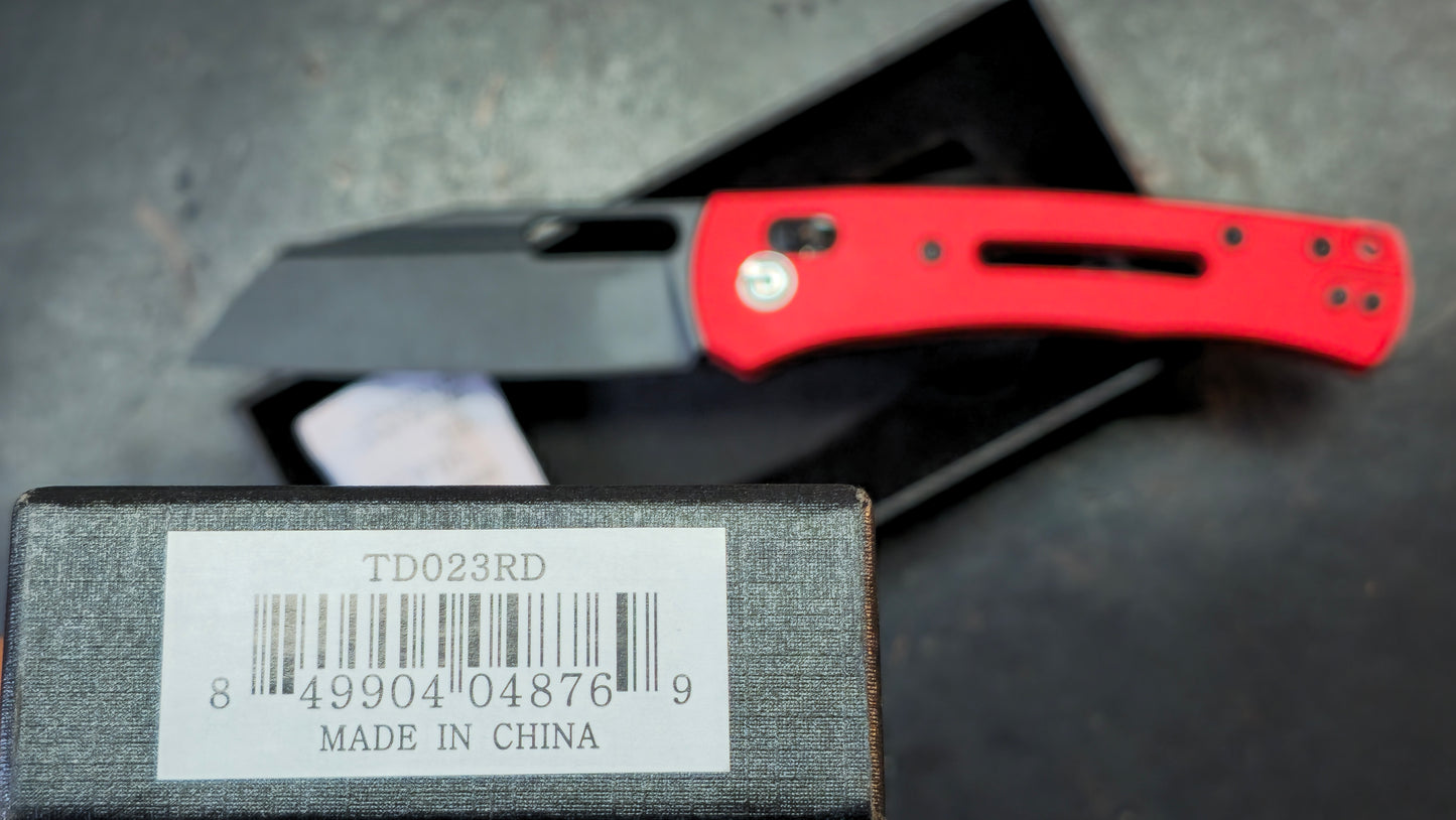 Defcon TD023RD Red Aluminum Handle 14C28N Reverse Tanto