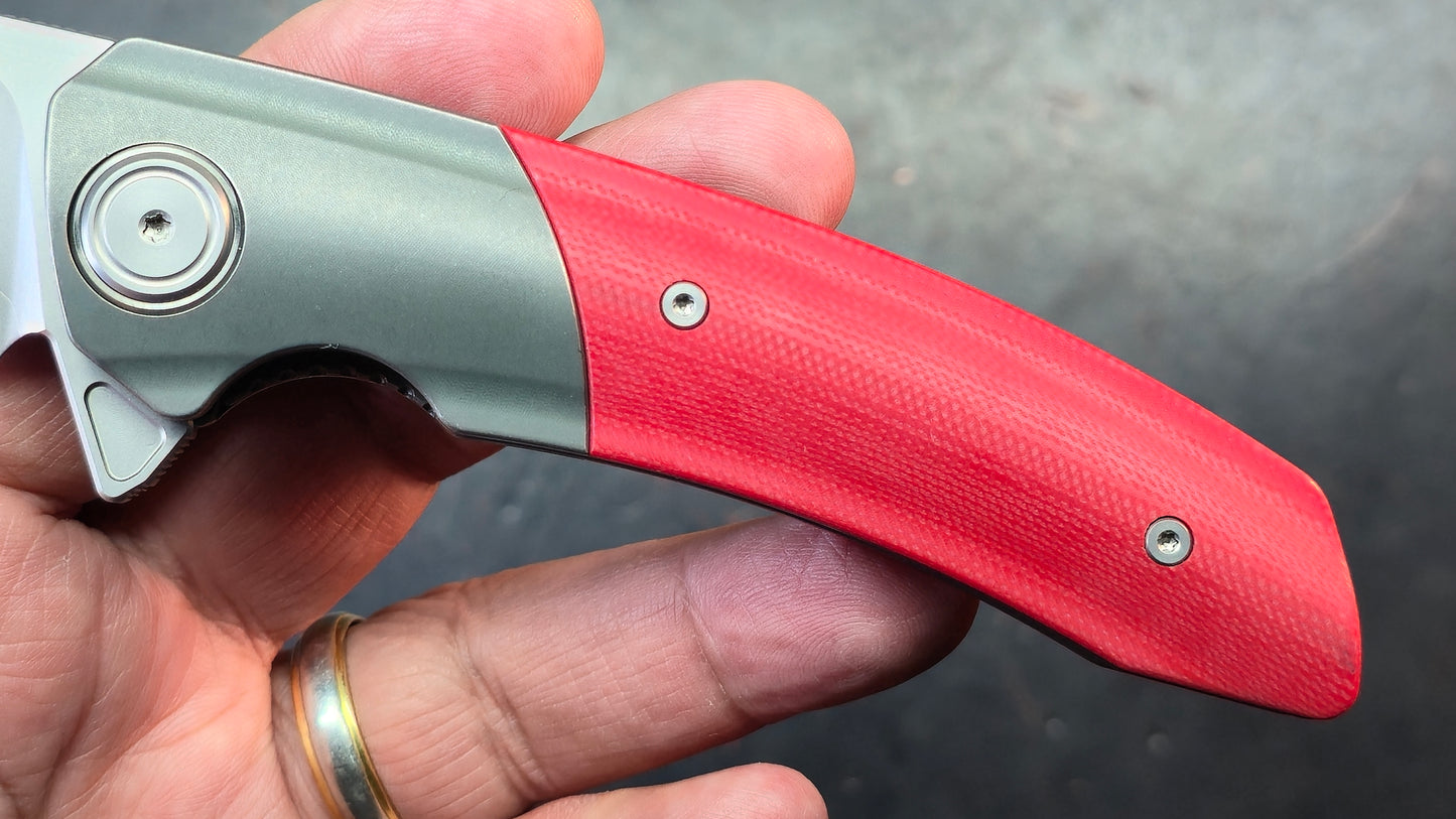 Maxace Mamba Liner Lock Red G10 / Titanium 3.5" Bead Blast SLD Magic