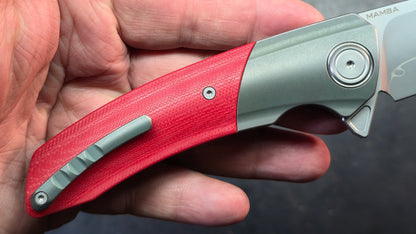 Maxace Mamba Liner Lock Red G10 / Titanium 3.5" Bead Blast SLD Magic