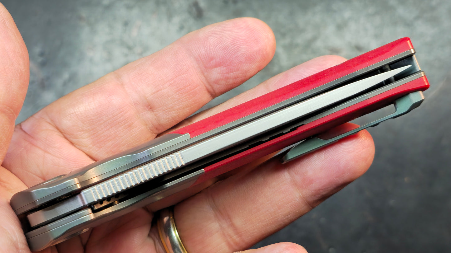 Maxace Mamba Liner Lock Red G10 / Titanium 3.5" Bead Blast SLD Magic