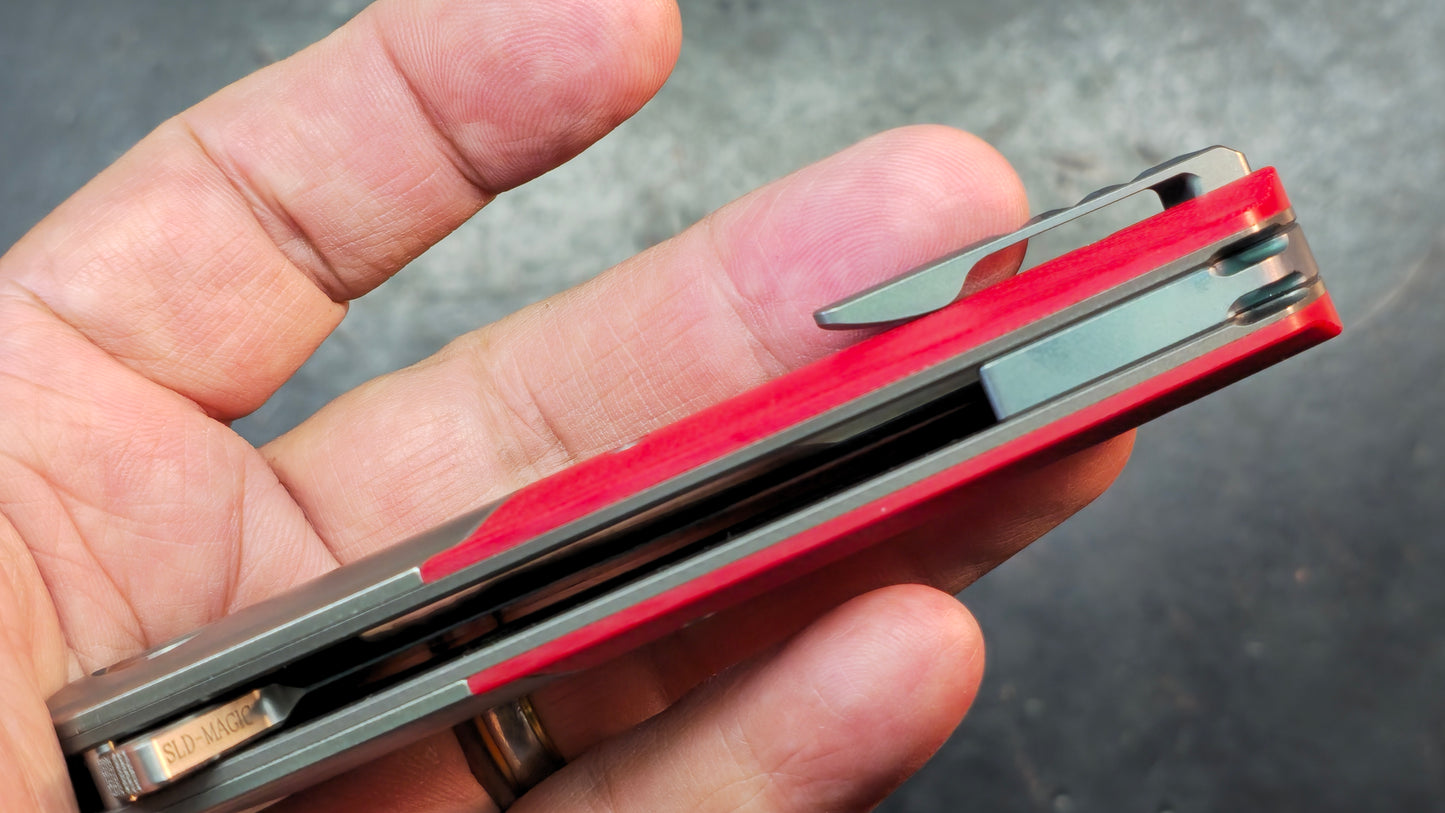 Maxace Mamba Liner Lock Red G10 / Titanium 3.5" Bead Blast SLD Magic