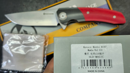 Maxace Mamba Liner Lock Red G10 / Titanium 3.5" Bead Blast SLD Magic