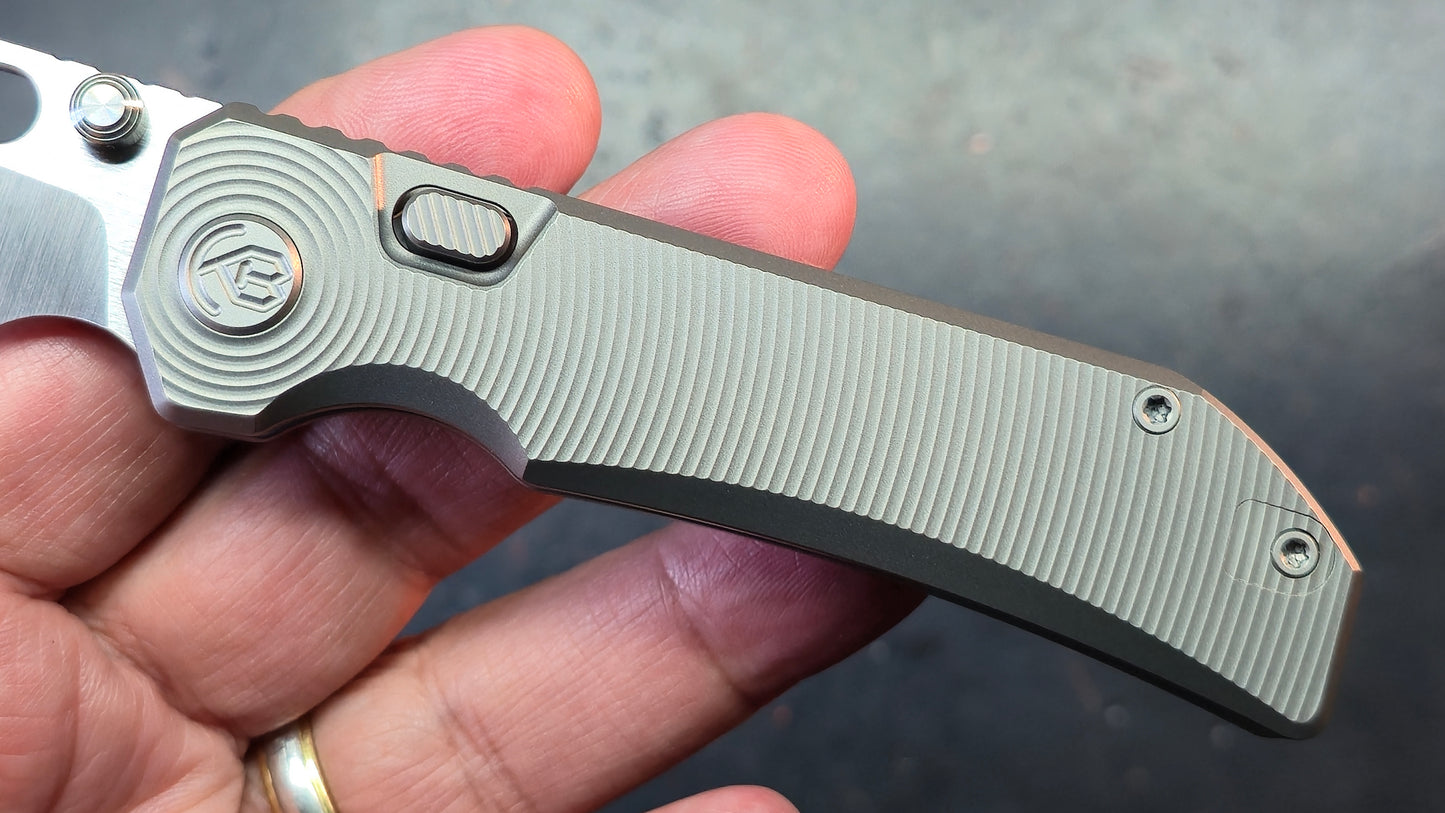 KB Venom Botton Liner Lock Gray / Flame Ano Titanium Handle S90V Blade