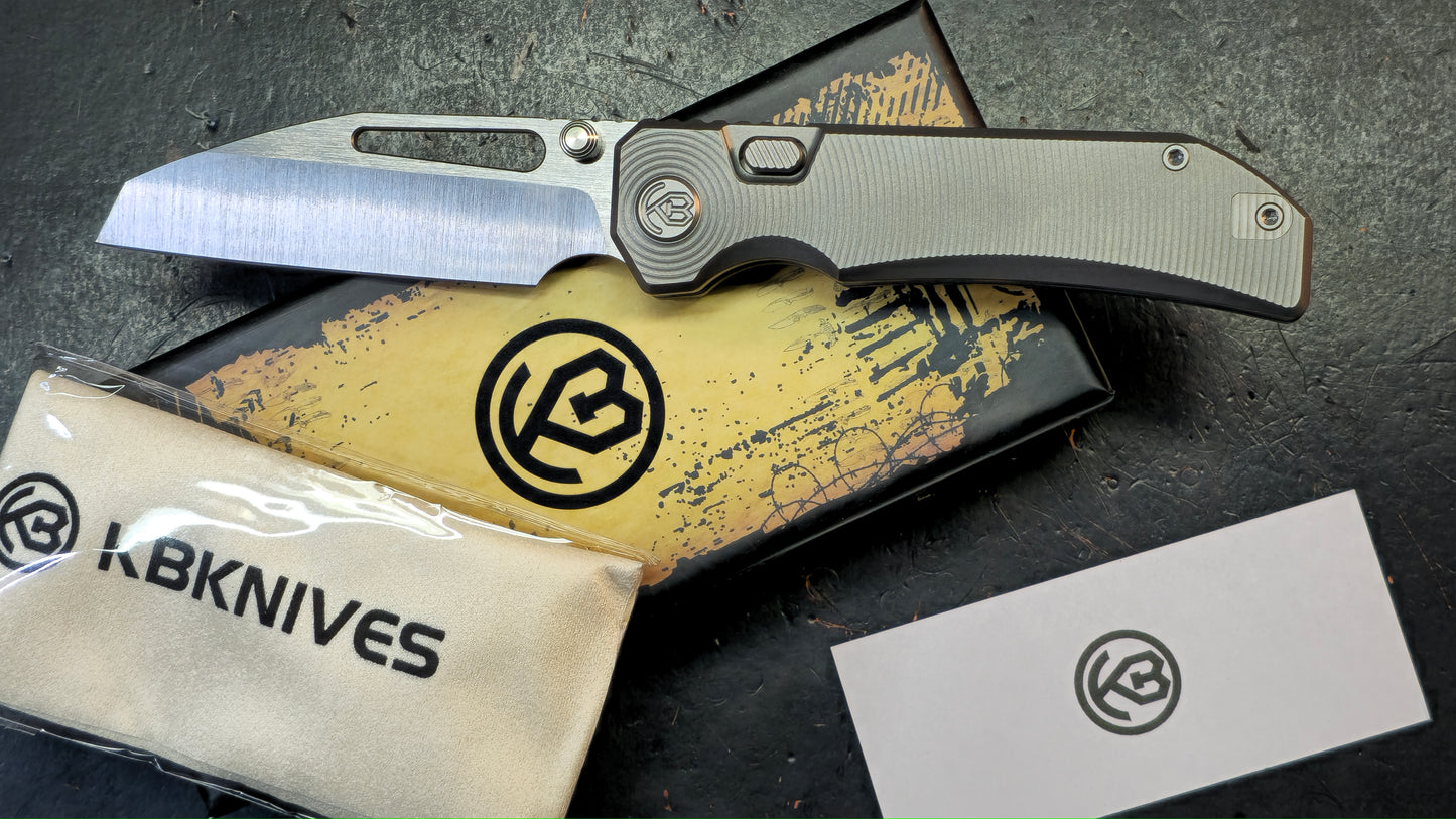 KB Venom Botton Liner Lock Gray / Flame Ano Titanium Handle S90V Blade