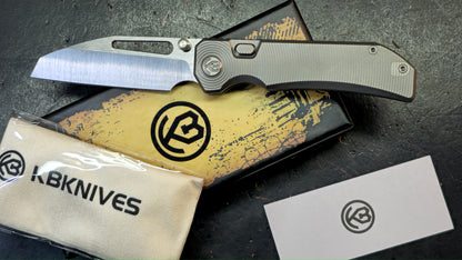 KB Venom Botton Liner Lock Gray / Flame Ano Titanium Handle S90V Blade