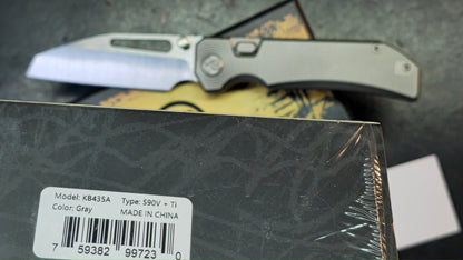 KB Venom Botton Liner Lock Gray / Flame Ano Titanium Handle S90V Blade