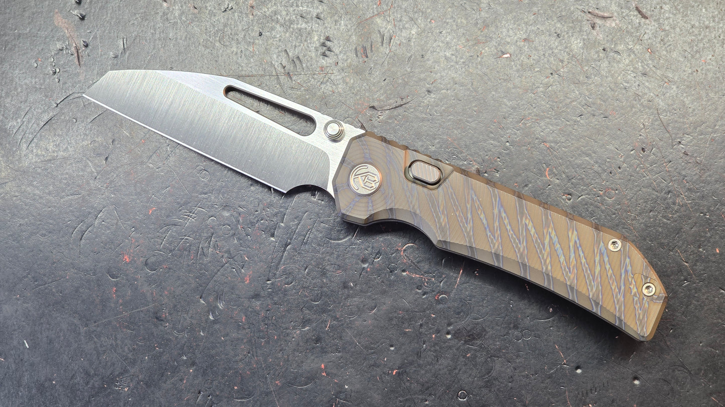 KB Venom Botton Liner Lock Gray / Flame Ano Titanium Handle S90V Blade