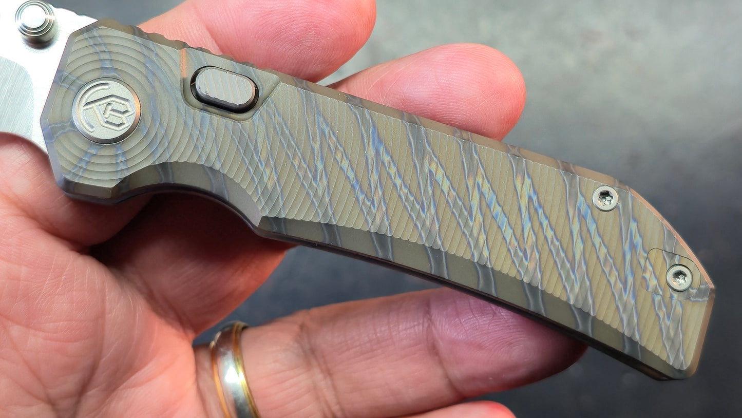 KB Venom Botton Liner Lock Gray / Flame Ano Titanium Handle S90V Blade