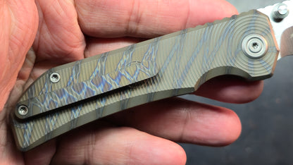 KB Venom Botton Liner Lock Gray / Flame Ano Titanium Handle S90V Blade