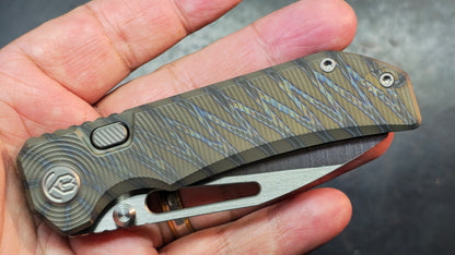 KB Venom Botton Liner Lock Gray / Flame Ano Titanium Handle S90V Blade