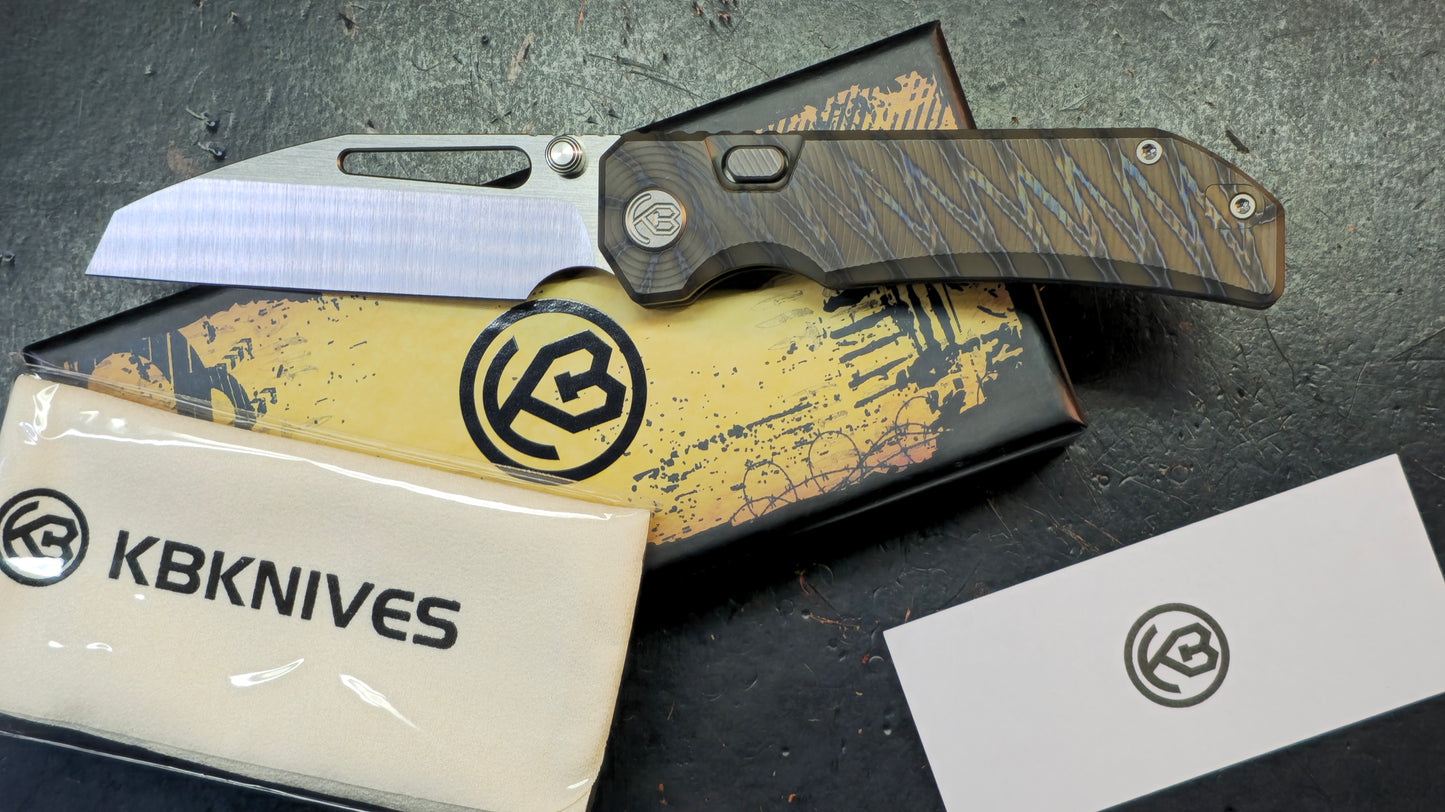 KB Venom Botton Liner Lock Gray / Flame Ano Titanium Handle S90V Blade