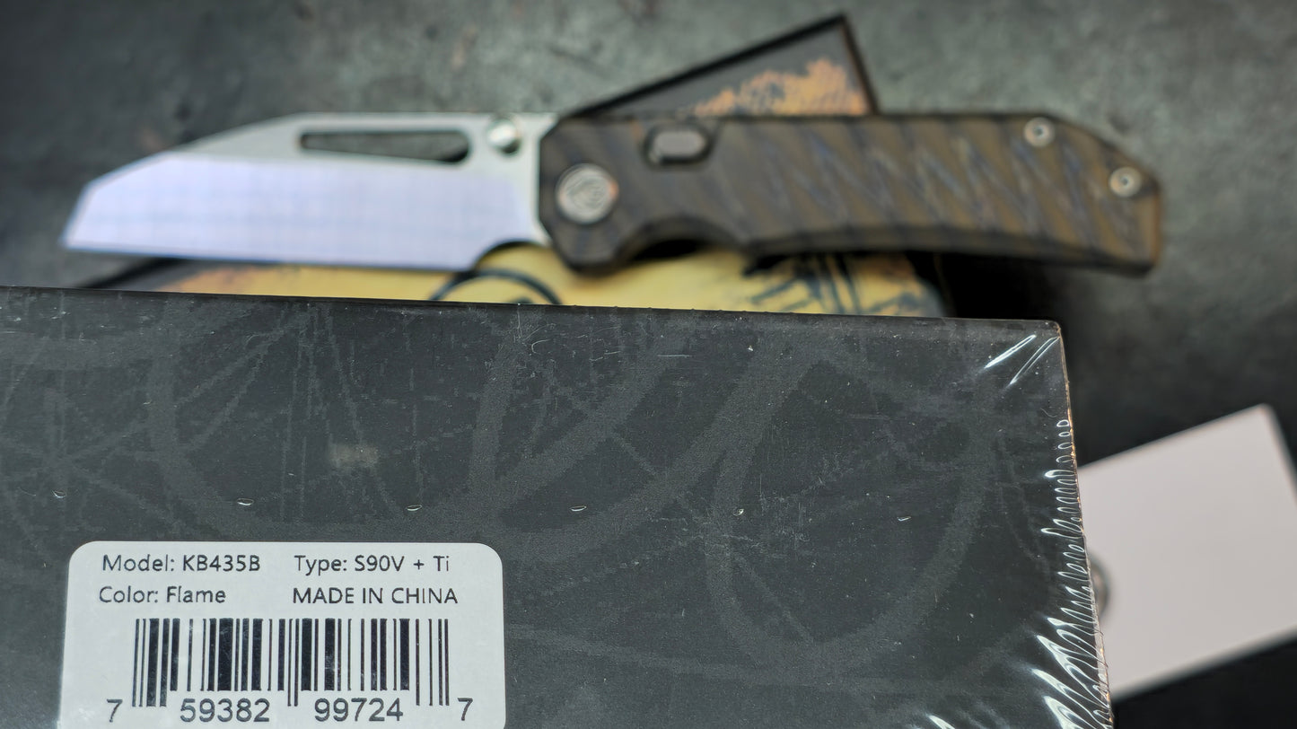 KB Venom Botton Liner Lock Gray / Flame Ano Titanium Handle S90V Blade