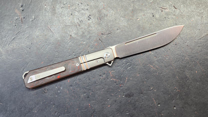 Karbon Flatline KARB115 Titanium with Red Carbon Fiber 154CM