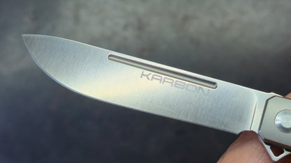 Karbon Flatline KARB115 Titanium with Red Carbon Fiber 154CM