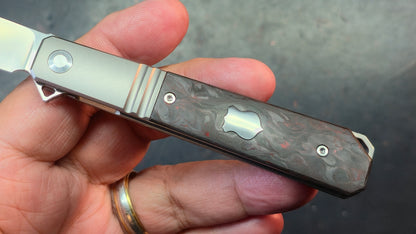 Karbon Flatline KARB115 Titanium with Red Carbon Fiber 154CM