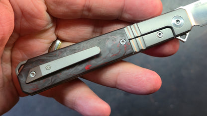 Karbon Flatline KARB115 Titanium with Red Carbon Fiber 154CM