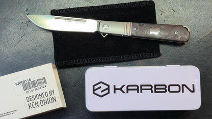 Karbon Flatline KARB115 Titanium with Red Carbon Fiber 154CM