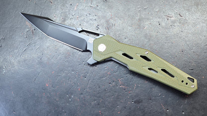 Artisan Cutlery Interceptor Green G10 Handle Black D2