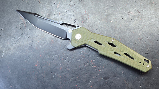 Artisan Cutlery Interceptor Green G10 Handle Black D2