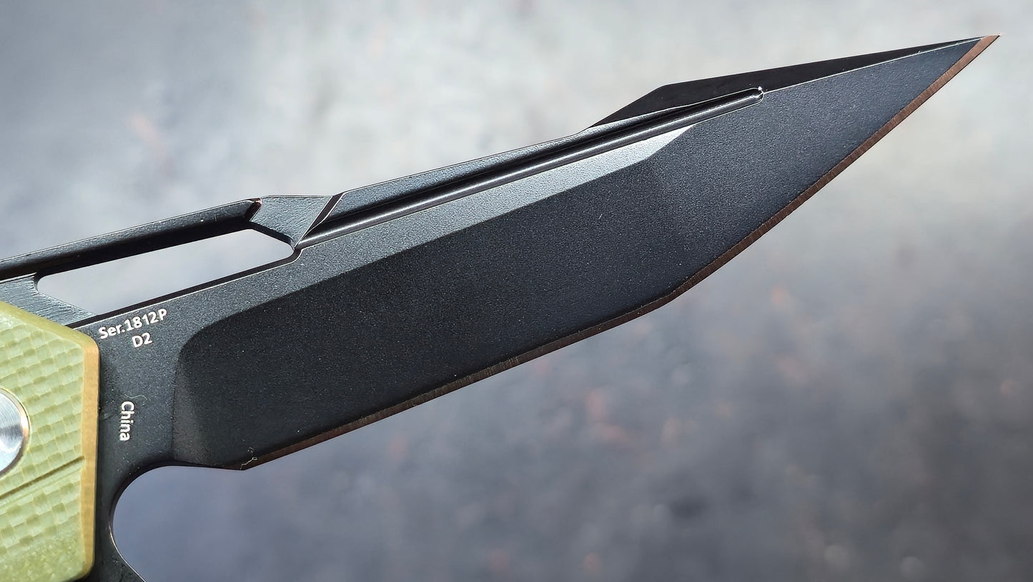Artisan Cutlery Interceptor Green G10 Handle Black D2