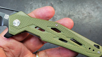 Artisan Cutlery Interceptor Green G10 Handle Black D2