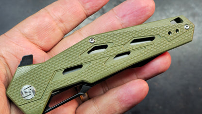 Artisan Cutlery Interceptor Green G10 Handle Black D2