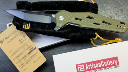 Artisan Cutlery Interceptor Green G10 Handle Black D2