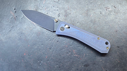 WE Bougie Banter Art Deco Blue Titanium Handle S45VN Black Blade