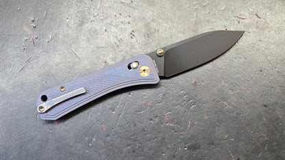 WE Bougie Banter Art Deco Blue Titanium Handle S45VN Black Blade