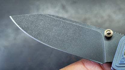 WE Bougie Banter Art Deco Blue Titanium Handle S45VN Black Blade