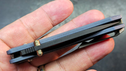 WE Bougie Banter Art Deco Blue Titanium Handle S45VN Black Blade