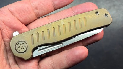 Kubey Steelhead Brown Titanium Handle M390 Blade