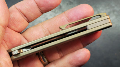 Kubey Steelhead Brown Titanium Handle M390 Blade