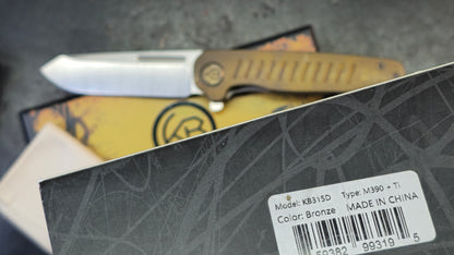 Kubey Steelhead Brown Titanium Handle M390 Blade
