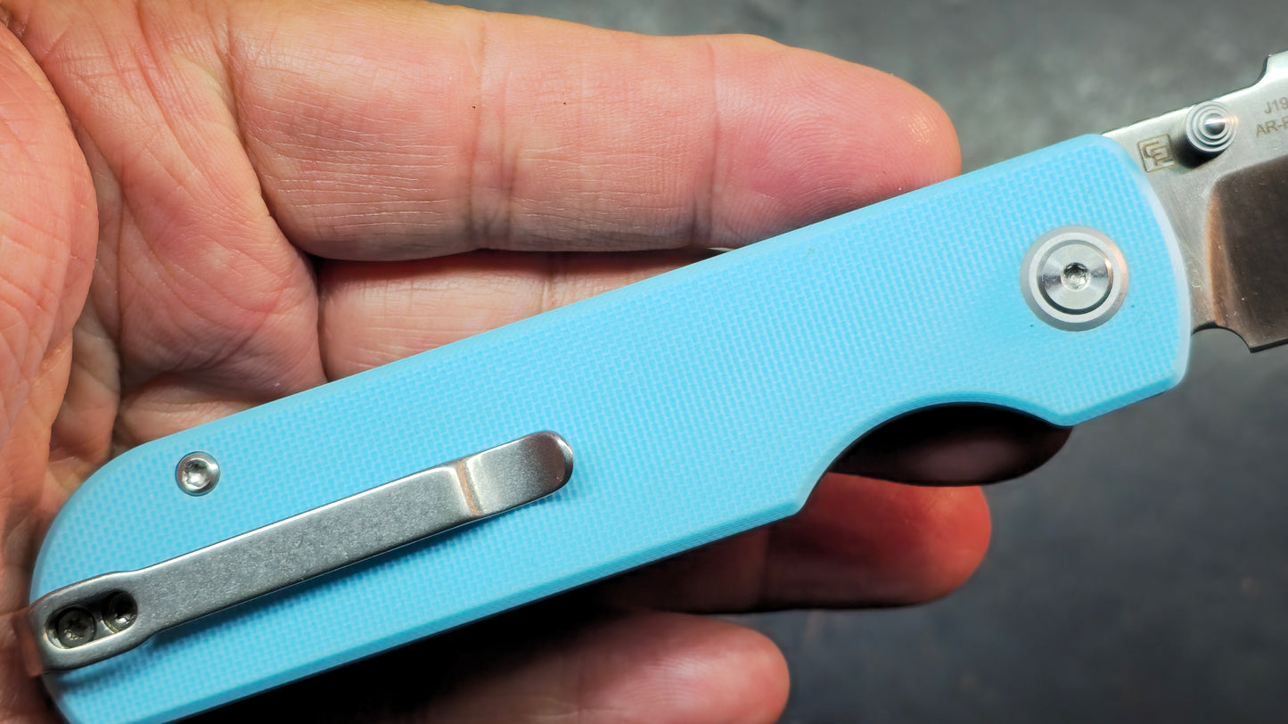 CJRB Nova Baby Blue G10 Handle AR-RPM9 Blade