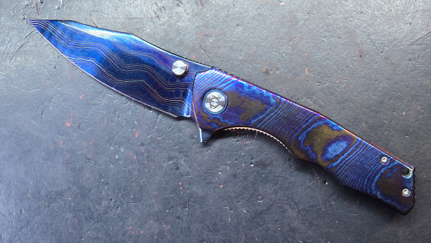 SixLeaf SL-81 Timascus Handle Damascus Blade