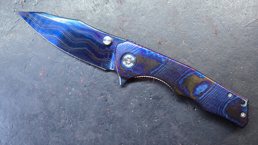 SixLeaf SL-81 Timascus Handle Damascus Blade