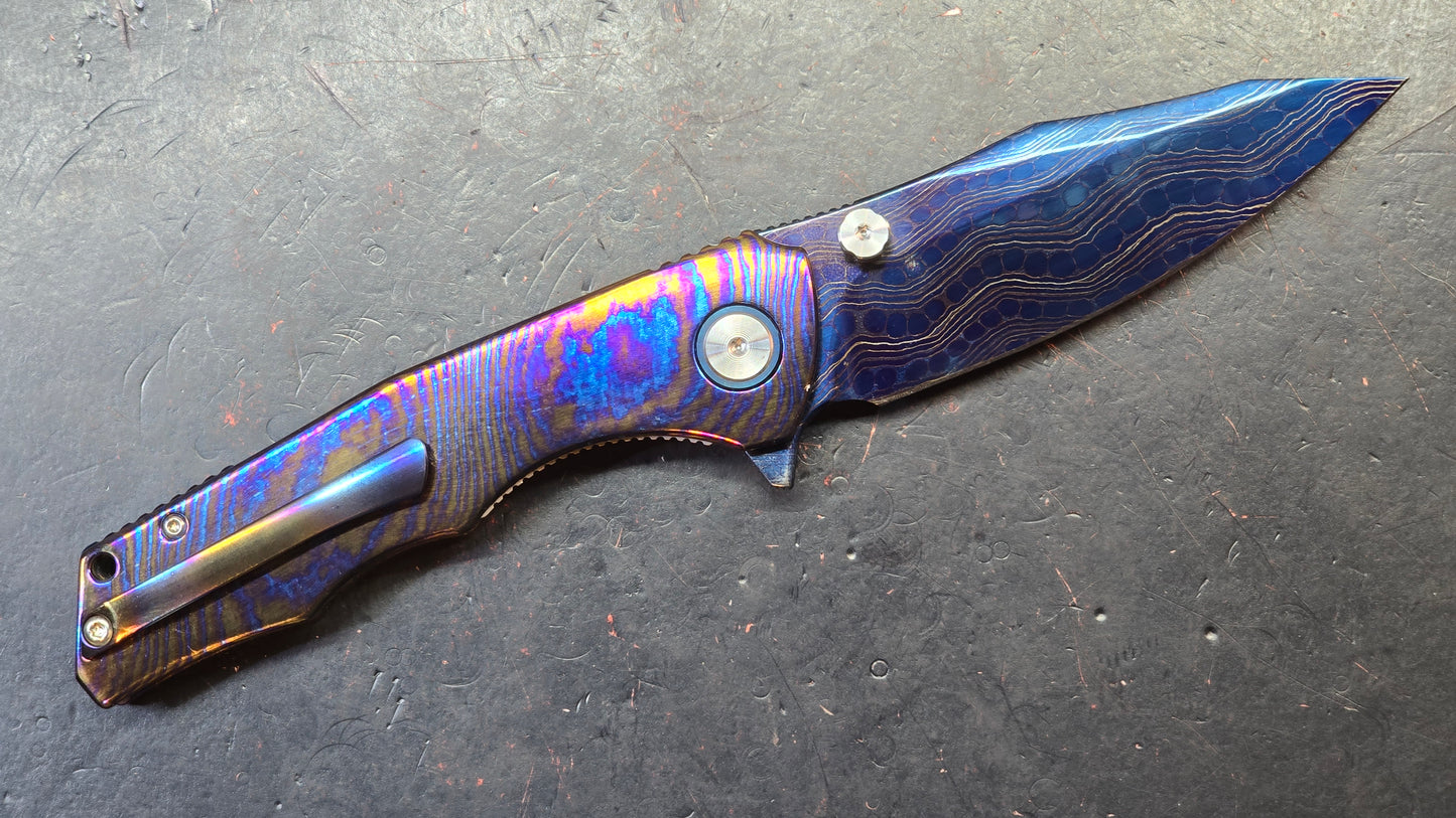 SixLeaf SL-81 Timascus Handle Damascus Blade