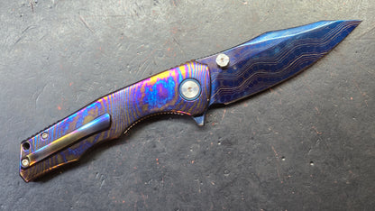 SixLeaf SL-81 Timascus Handle Damascus Blade