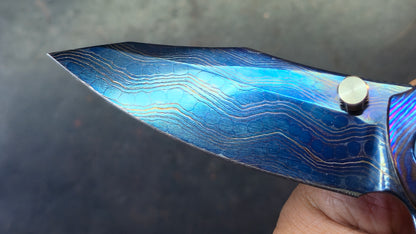 SixLeaf SL-81 Timascus Handle Damascus Blade