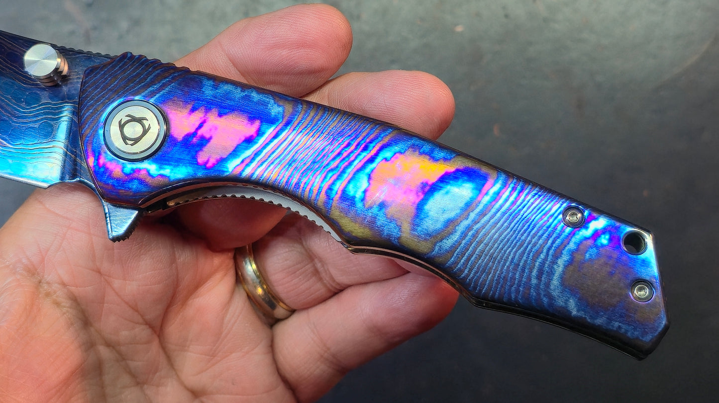 SixLeaf SL-81 Timascus Handle Damascus Blade