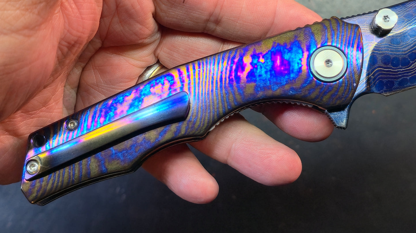 SixLeaf SL-81 Timascus Handle Damascus Blade