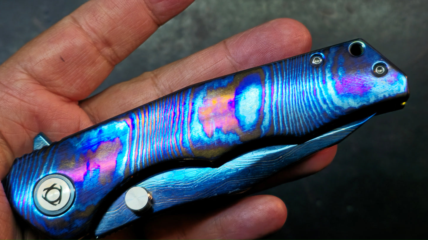SixLeaf SL-81 Timascus Handle Damascus Blade