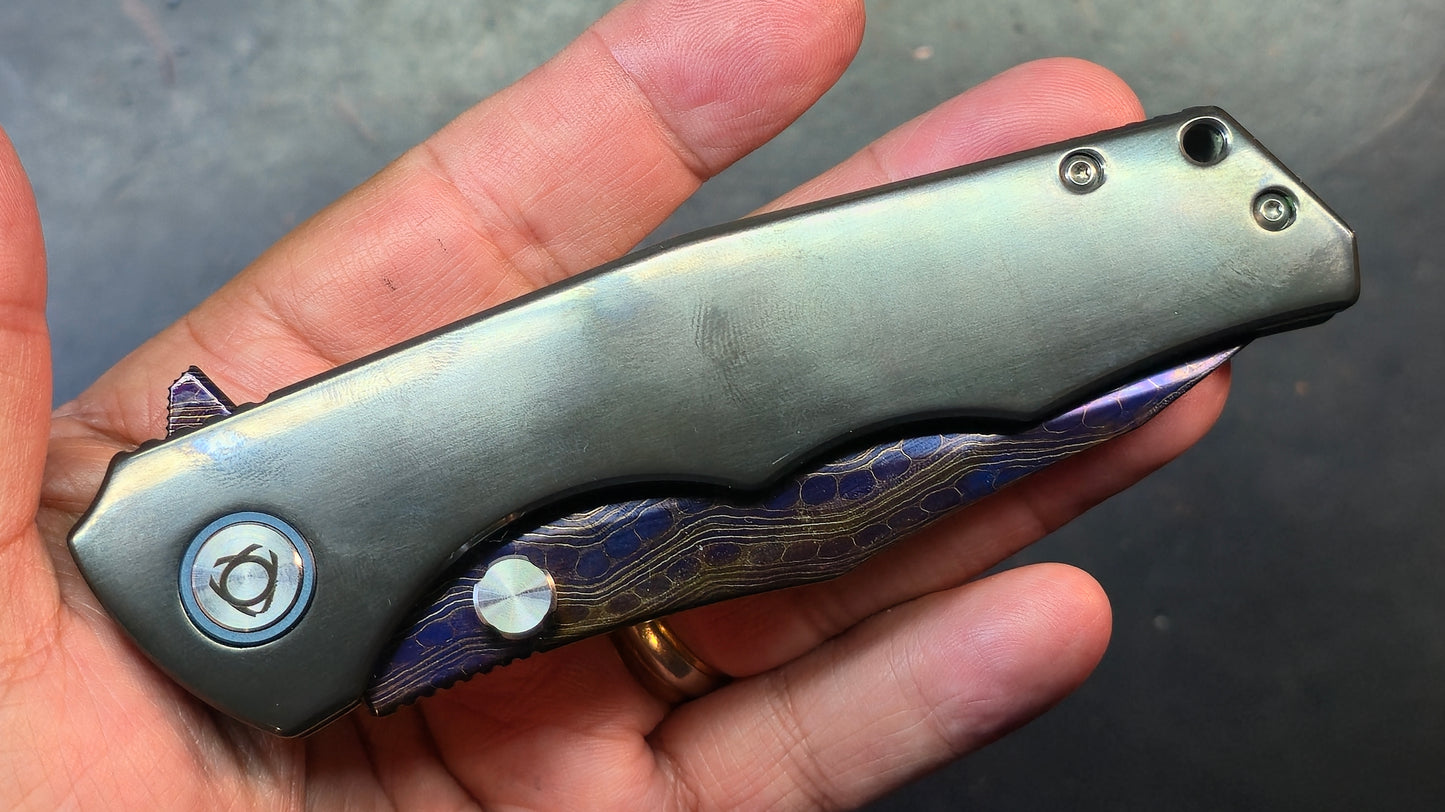 SixLeaf SL-81 Zirconium Handle Damascus Blade